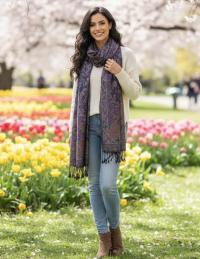 Reversible Soft Pashmina Shawl & Scarf for Women, Jacquard Brocade, Shawl, Sarong or Head Wraps