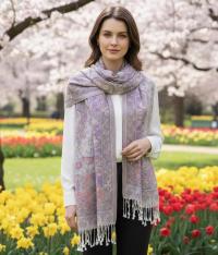 Reversible Soft Pashmina Shawl & Scarf for Women, Jacquard Brocade, Shawl, Sarong or Head Wraps