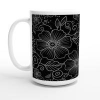 Set of Big Mugs, Floral Cup Set, Large 15 oz Matching Cups