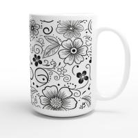 Set of Big Mugs, Floral Cup Set, Large 15 oz Matching Cups