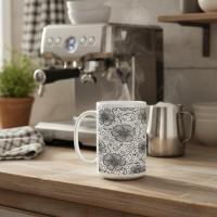 Set of Big Mugs, Floral Cup Set, Large 15 oz Matching Cups