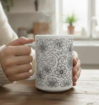 Floral Cups -  Large and Small Ceramic Mugs