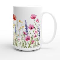 Set of Big Mugs, Floral Cup Set, 15 oz