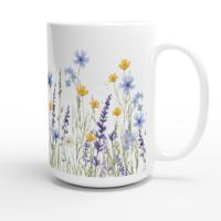 Set of Big Mugs, Floral Cup Set, 15 oz
