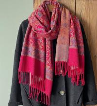 Reversible Soft Pashmina Shawl & Scarf for Women, Jacquard Brocade, Shawl, Sarong or Head Wraps