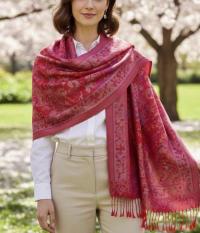 Reversible Soft Pashmina Shawl & Scarf for Women, Jacquard Brocade, Shawl, Sarong or Head Wraps
