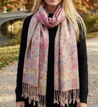 Reversible Soft Pashmina Shawl & Scarf for Women, Jacquard Brocade, Shawl, Sarong or Head Wraps