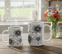 Floral Cups -  Large and Small Ceramic Mugs