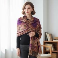 Shiny Pashmina Shawl & Scarf for Women, Jacquard Brocade, Head Wraps