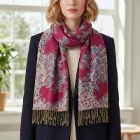 Shiny Pashmina Shawl & Scarf for Women, Jacquard Brocade, Head Wraps