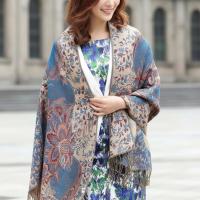 Shiny Pashmina Shawl & Scarf for Women, Jacquard Brocade, Head Wraps