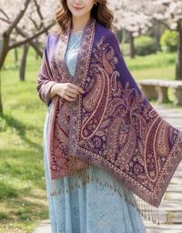 Pashmina Shawl & Scarf for Women, Jacquard Brocade, Shawl, Sarong or Head Wraps