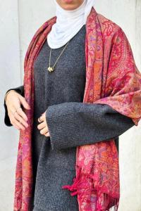 Reversible Soft Pashmina Shawl & Scarf for Women, Jacquard Brocade, Shawl, Sarong or Head Wraps