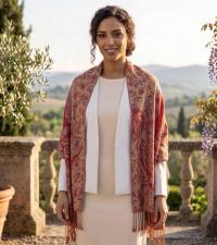 Shiny Pashmina Shawl & Scarf for Women, Jacquard Brocade, Head Wraps