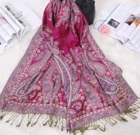 Reversible Soft Pashmina Shawl & Scarf for Women, Jacquard Brocade, Shawl, Sarong or Head Wraps