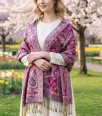 Reversible Soft Pashmina Shawl & Scarf for Women, Jacquard Brocade, Shawl, Sarong or Head Wraps