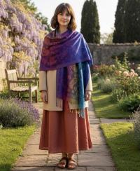 Rainbow Paisley Shawl, Woven Pashmina Wrap, Bohemian Scarf for Women