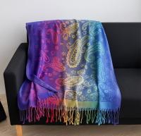 Rainbow Paisley Shawl, Woven Pashmina Wrap, Bohemian Scarf for Women
