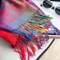 Rainbow Paisley Shawl, Woven Pashmina Wrap, Bohemian Scarf for Women
