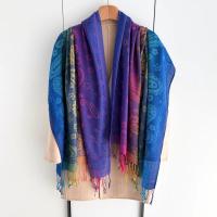 Rainbow Paisley Shawl, Woven Pashmina Wrap, Bohemian Scarf for Women