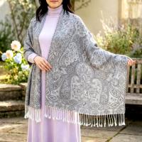 Reversible Soft Pashmina Shawl & Scarf for Women, Jacquard Brocade, Shawl, Sarong or Head Wraps