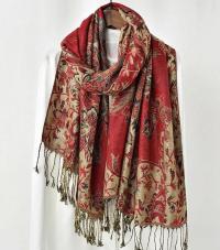 Reversible Soft Pashmina Shawl & Scarf for Women, Jacquard Brocade, Shawl, Sarong or Head Wraps