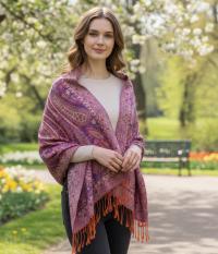 Soft Pashmina Shawl & Scarf for Women, Jacquard Brocade, Lightweight Blanket Shawl