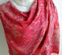 Reversible Soft Pashmina Shawl & Scarf for Women, Jacquard Brocade, Shawl, Sarong or Head Wraps