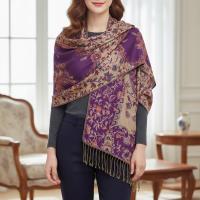 Shiny Pashmina Shawl & Scarf for Women, Jacquard Brocade, Head Wraps