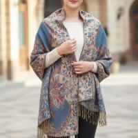 Shiny Pashmina Shawl & Scarf for Women, Jacquard Brocade, Head Wraps