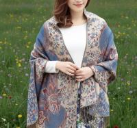 Shiny Pashmina Shawl & Scarf for Women, Jacquard Brocade, Head Wraps