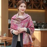 Shiny Soft Pashmina Shawl & Scarf for Women, Jacquard Brocade, Head Wraps