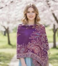Reversible Soft Pashmina Shawl & Scarf for Women, Jacquard Brocade, Shawl, Sarong or Head Wraps