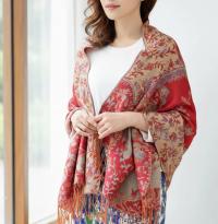 Shiny Pashmina Shawl & Scarf for Women, Jacquard Brocade, Head Wraps