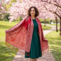 Reversible Soft Pashmina Shawl & Scarf for Women, Jacquard Brocade, Shawl, Sarong or Head Wraps