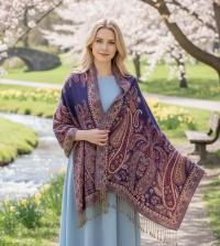 Pashmina Shawl & Scarf for Women, Jacquard Brocade, Shawl, Sarong or Head Wraps