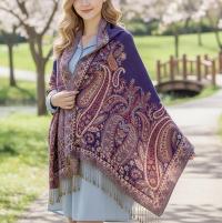 Pashmina Shawl & Scarf for Women, Jacquard Brocade, Shawl, Sarong or Head Wraps