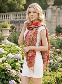 Shiny Pashmina Shawl & Scarf for Women, Jacquard Brocade, Head Wraps