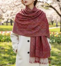 Reversible Soft Pashmina Shawl & Scarf for Women, Jacquard Brocade, Shawl, Sarong or Head Wraps