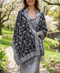 Soft Pashmina Shawl & Scarf for Women, Jacquard Brocade, Blanket Scarf, Head Wraps