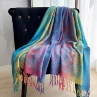 Rainbow Shawl, Soft Pashmina Shawl & Scarf for Women, Jacquard Brocade, Head Wraps