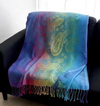 Rainbow Shawl, Soft Pashmina Shawl & Scarf for Women, Jacquard Brocade, Head Wraps