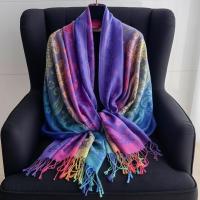 Rainbow Paisley Shawl, Woven Pashmina Wrap, Bohemian Scarf for Women
