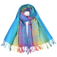 Rainbow Shawl, Soft Pashmina Shawl & Scarf for Women, Jacquard Brocade, Head Wraps