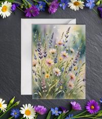 Set of 3 Watercolor Floral Greeting Cards, Blank Inside (5x7 inch)