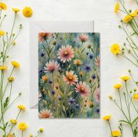 Flowers - Original Art Card - Single Card or Bulk 10 Pack of Gift Cards