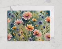 Floral Watercolor Greeting Cards, Set of 3, Blank Inside (5x7 inch)