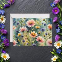 Floral Watercolor Greeting Cards, Set of 3, Blank Inside (5x7 inch)