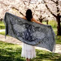 Reversible Soft Pashmina Shawl & Scarf for Women, Jacquard Brocade, Shawl, Sarong or Head Wraps
