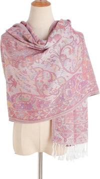 Reversible Soft Pashmina Shawl & Scarf for Women, Jacquard Brocade, Shawl, Sarong or Head Wraps